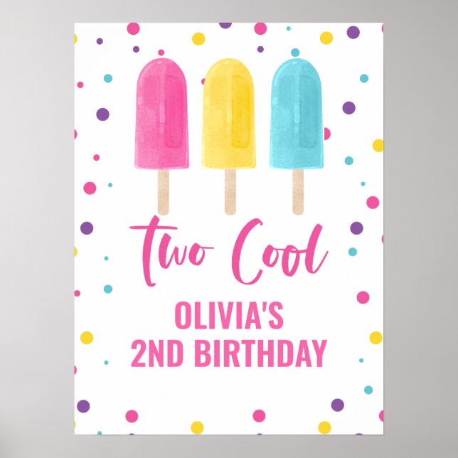 Two Cool 2-årsdag Rainbow Isglass Poster (Framsidan)