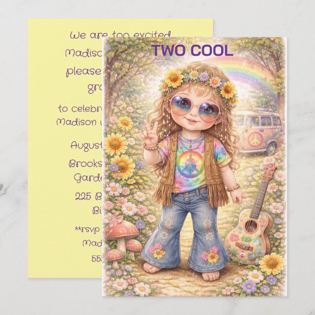 Two Cool Birthday Digital Download Inbjudningar (Fram/baksida)