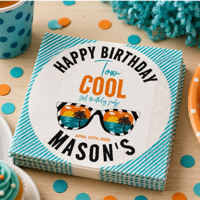 Two Cool Boy 2-årsfest Pappersservett (Two Cool Boy 2nd Birthday Party Napkins)