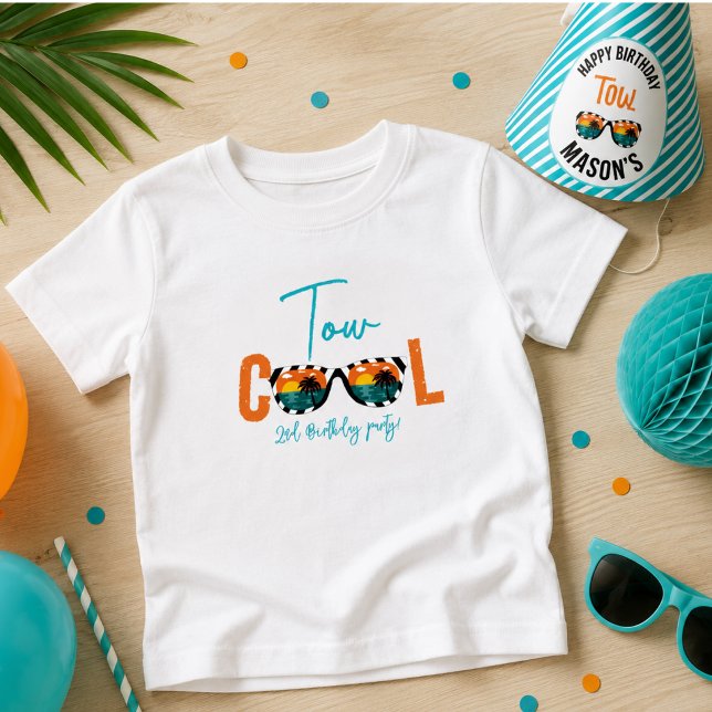 Two Cool Boy 2-årsfest T Shirt (Two Cool Boy 2nd Birthday Party Baby T-Shirt)