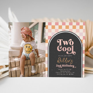 TWO Cool Girls Foto Skateboard Inbjudan
