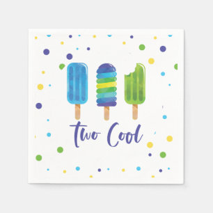 Two Cool pop 2nd födelsedag blå grön Papper Pl Pappersservett