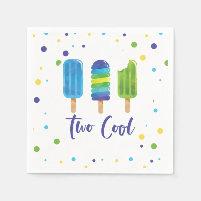 Two Cool pop 2nd födelsedag blå grön Papper Pl Pappersservett (Framsidan)