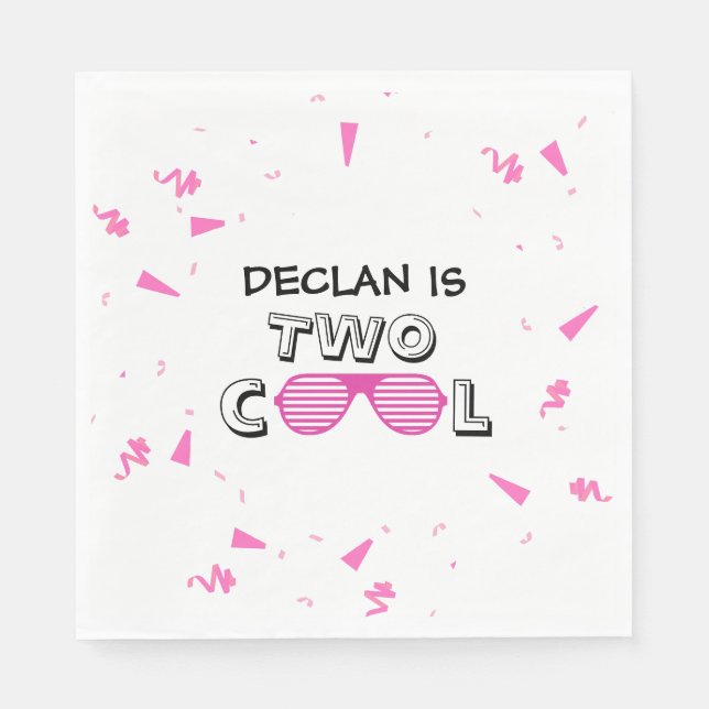 TWO Cool Sunglass 2nd Birthday Party Paper Plates Pappersservett (Framsidan)