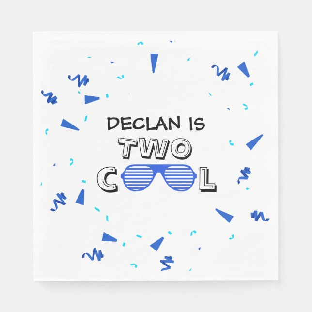 TWO Cool Sunglass 2nd Birthday Party Paper Plates Pappersservett (Framsidan)