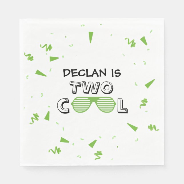 TWO Cool Sunglass 2nd Birthday Party Paper Plates Pappersservett (Framsidan)