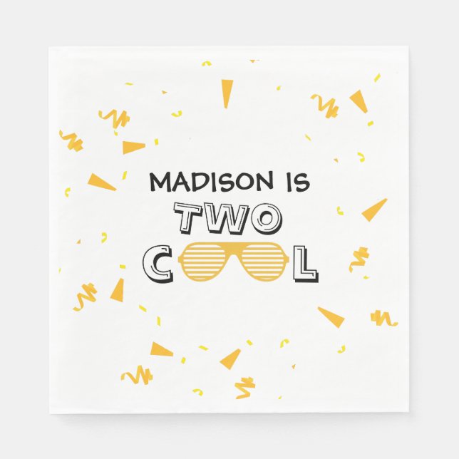 TWO Cool Sunglass 2nd Birthday Party Pappersservett (Framsidan)