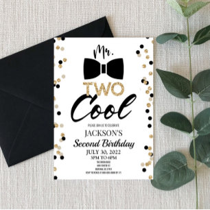 TWO Coola Bowtie 2 andra Födelsedagsfesten Inbjudningar