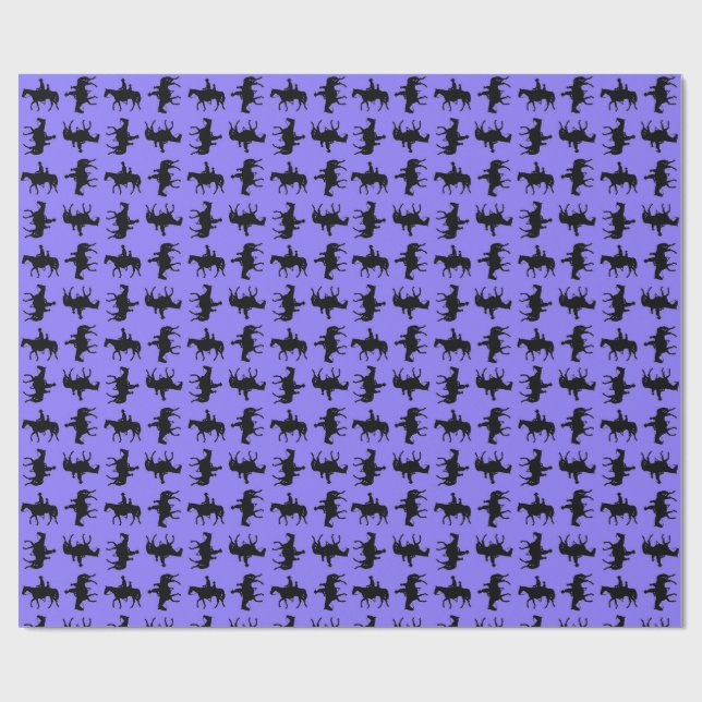 Two Cowboys on Horseback Silhouettes - Periwinkle  Presentpapper (Platt)