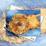 Two Cut Sunflowers Vincent van Gogh Postcard Vykort<br><div class="desc">A postcard with the fine art painting by Vincent van Gogh (1853-1890),  Two Cut Sunflowers (1887). Two dried flowers against a brilliant blue background.</div>