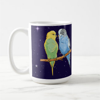 Two cute blue and green Budgie Kaffemugg