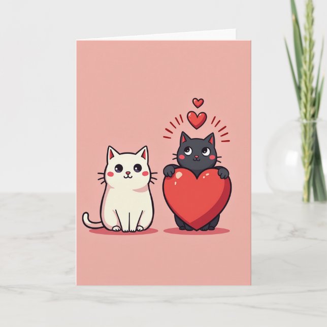 Two Cute Cats Love Card Kort (Framsida)