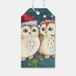 Two cute drawn Owls Presentetikett