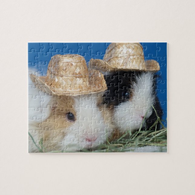 Two Cute Guinea Pigs Puzzle Pussel (Horisontell)