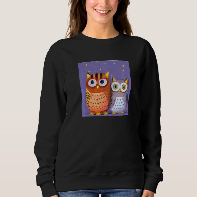 Two cute Owls Premium T Shirt (Framsida)