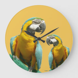 Two Cute Parrots Round Wall Clock Stor Klocka
