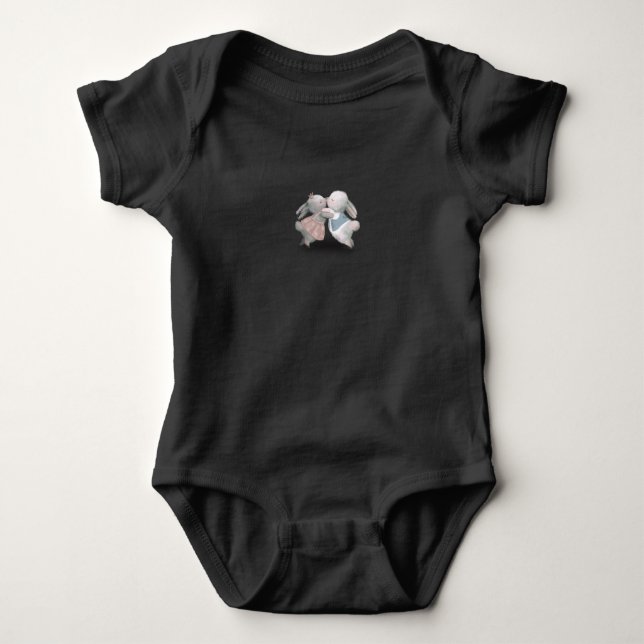 Two Cute Rabbits Illustration Sweet Baby Animals T Shirt (Framsida)