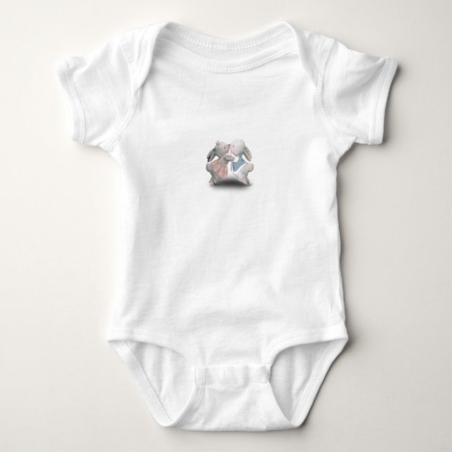 Two Cute Rabbits Illustration Sweet Baby Animals T Shirt (Framsida)