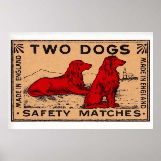Two Dogs - Matchbox Print - Sweden Wall Art Poster (Framsidan)