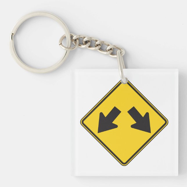 Two Downward Arrows Warning Road Sign (Framsidan)