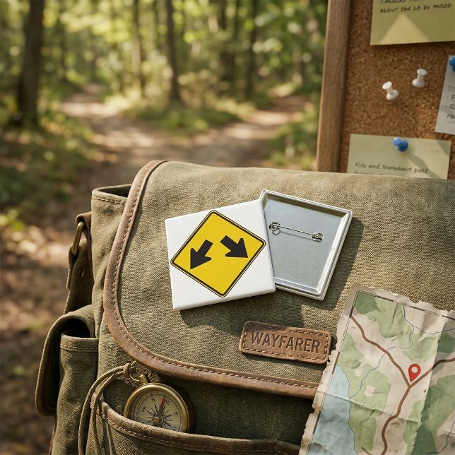 Two Downward Arrows Warning Road Sign Knapp (Skapare uppladdad)