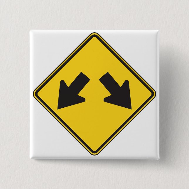 Two Downward Arrows Warning Road Sign Knapp (Framsida)