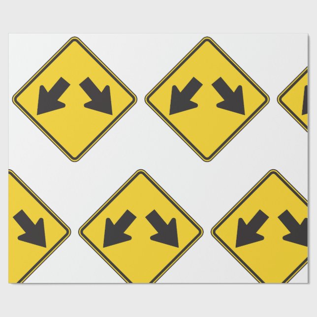 Two Downward Arrows Warning Road Sign Presentpapper (Platt)