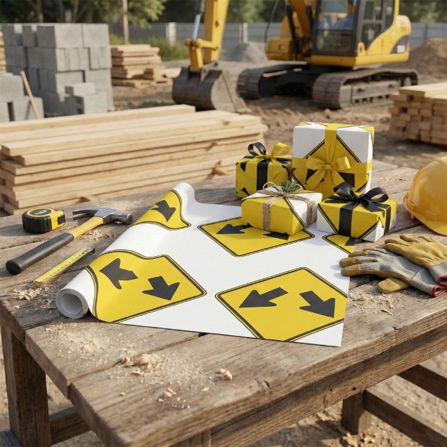 Two Downward Arrows Warning Road Sign Presentpapper (Skapare uppladdad)