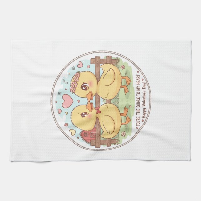 two ducks and love , you are the quack of my heart kökshandduk (Horisontell)