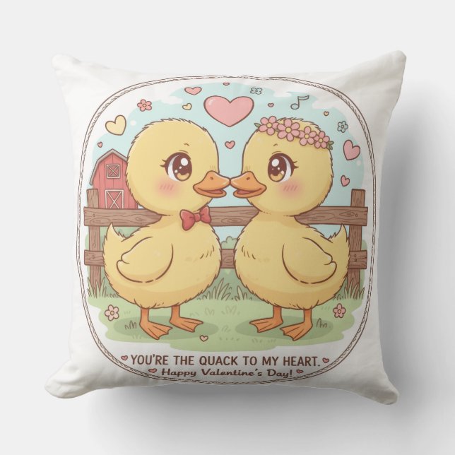 two ducks and love , you are the quack of my heart kudde (Framsida)