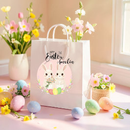 Two Easter Bunnies Personalized Gift Bag