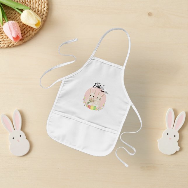 Two Easter Bunnies Personalized Kids Apron Barnförkläde (Skapare uppladdad)