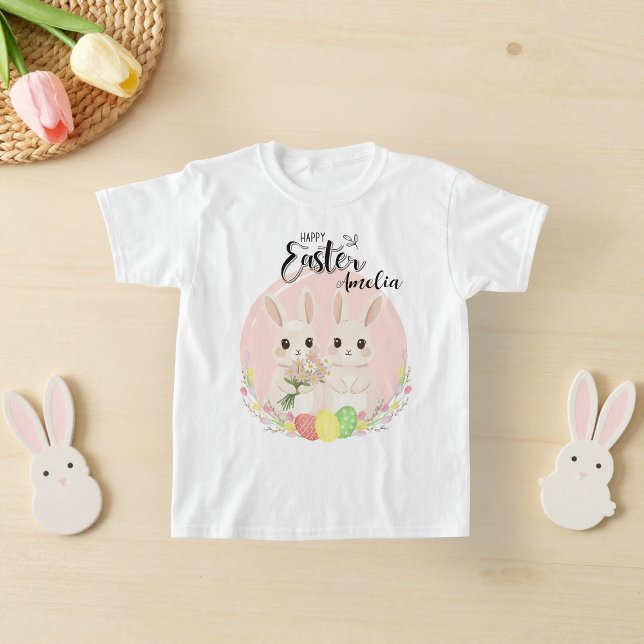 Two Easter Bunnies Personalized T-Shirt (Skapare uppladdad)