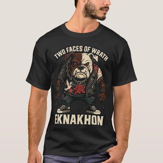 Two Faces of Wrath – Split Bulldog Graphic Tee by  (Framsida)