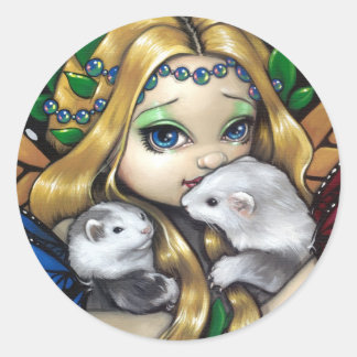 "Two Fae Ferrets"-märke Runt Klistermärke
