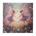Two Fairies in Fairy Garden Kakelplatta<br><div class="desc">Two Fairies in Fairy Garden surrounded by flowers</div>