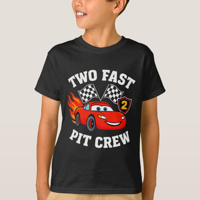 Two Fast 2 2nd Birthday T Crew 2yr Year Old  T Shirt (Framsida)