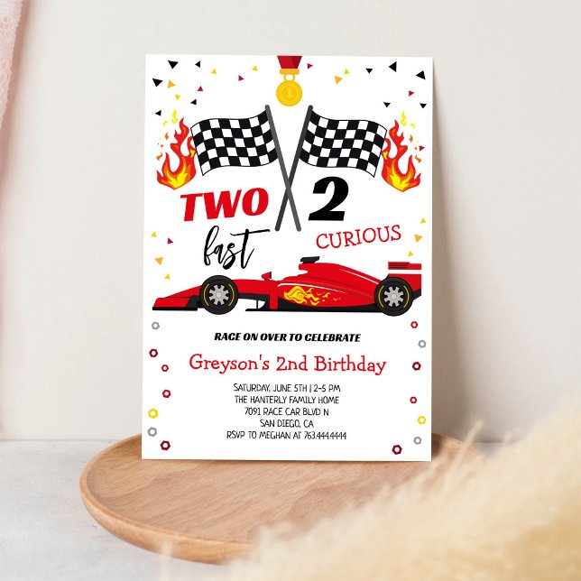 Two Fast 2 Curious Racing Car Boy Birthday Inbjudningar (Skapare uppladdad)