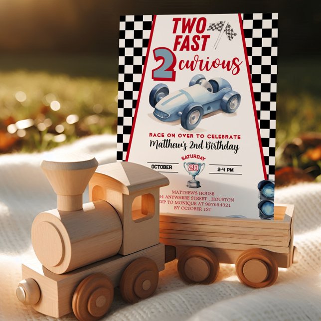 Two Fast 2nd birthday Boy Racer Invitation Inbjudningar (Skapare uppladdad)