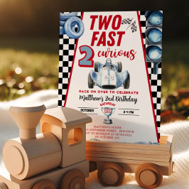 Two Fast 2nd birthday Boy Racing Car Invitation Inbjudningar