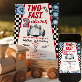 Two Fast 2nd birthday Boy Racing Car Invitation Inbjudningar