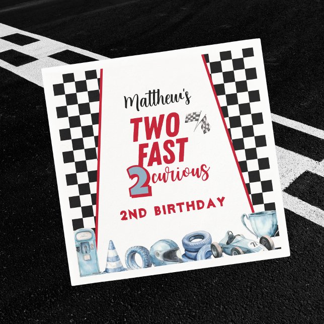 Two Fast 2nd birthday Boy Racing Car Invitation Pappersservett (Skapare uppladdad)