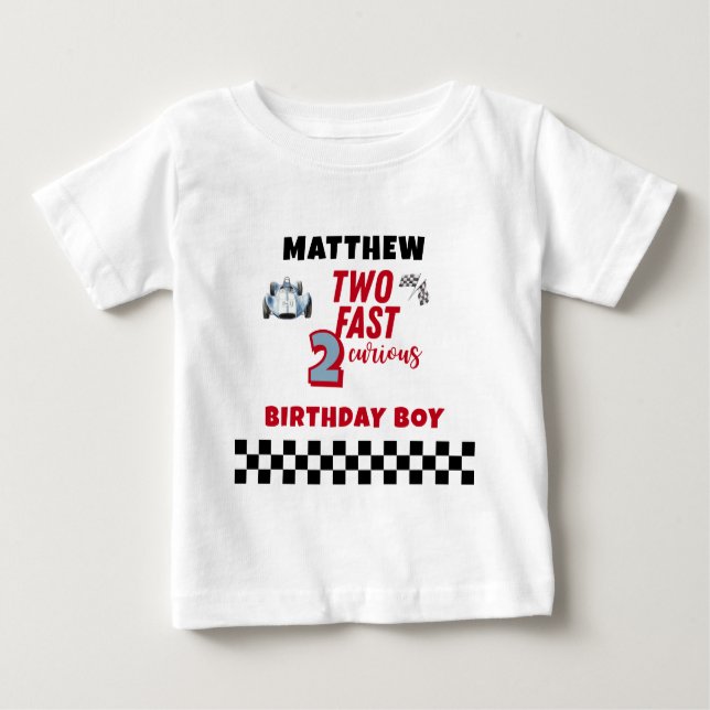 Two Fast 2nd birthday Boy Racing Car  T Shirt (Framsida)