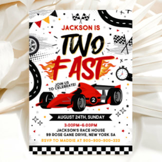 Two Fast Birthday Invitation, Race Car Invitation Inbjudningar