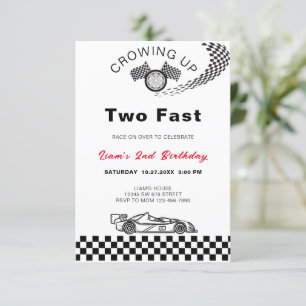 TWO Fast Birthday Vintage Tävling bilhämtning Inbjudningar