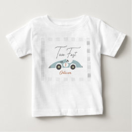 Two Fast Blue Race Car Boy 2nd Birthday T Shirt