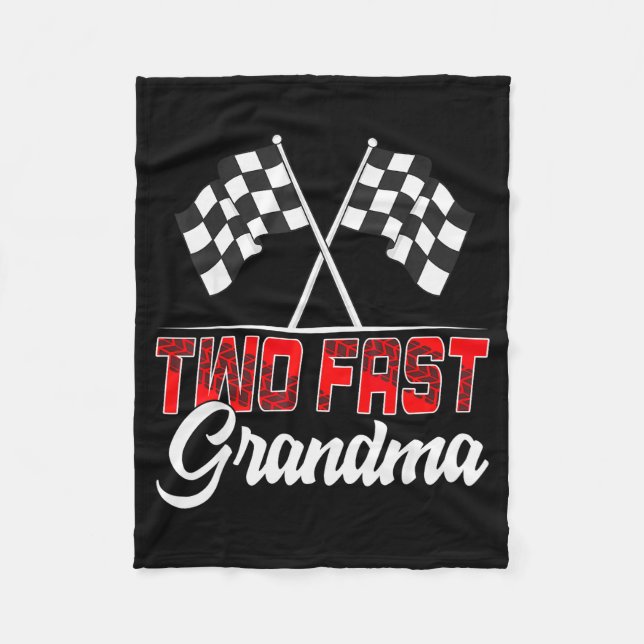 Two Fast Grandma Second Birthday Racing Car Family Fleecefilt (Framsidan)