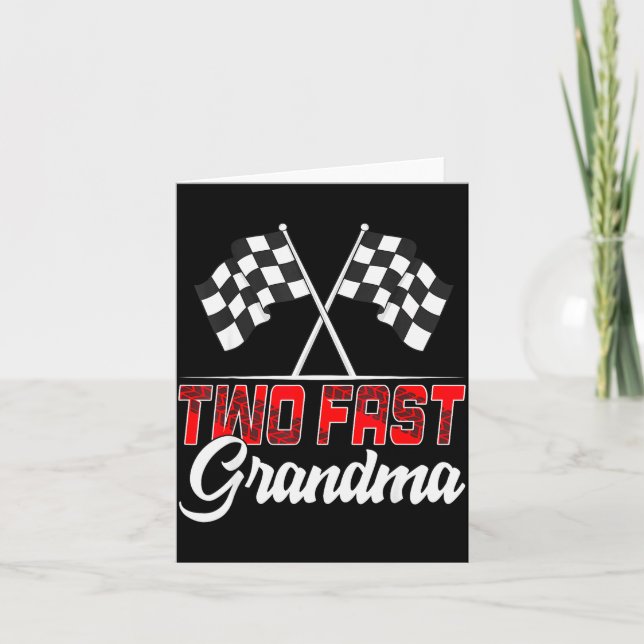 Two Fast Grandma Second Birthday Racing Car Family Kort (Framsida)