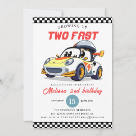 Two Fast Race Car Boy 2nd Birthday Party Inbjudningar