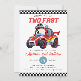 Two Fast Race Car Boy 2nd Birthday Party Inbjudningar